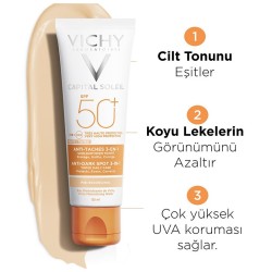 Vichy Capital Soleil 3in1 Anti Dark Spot Leke Karşıtı Renkli Güneş Kremi Spf50 50ml
