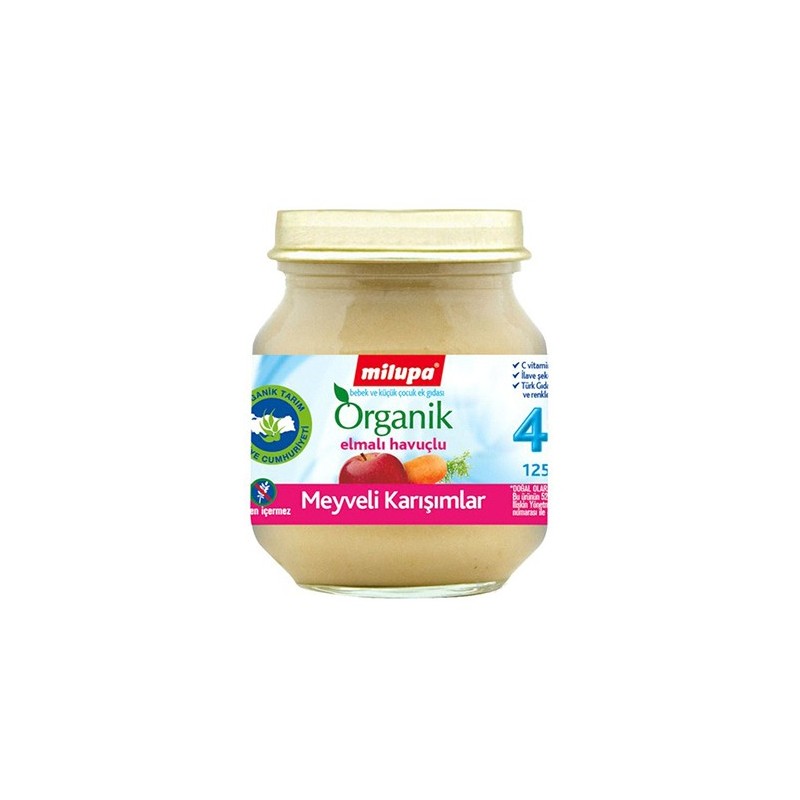 Milupa organik elmalı havuçlu kavanoz maması 125gr Milupa organik elmalı havuçlu kavanoz maması 125gr