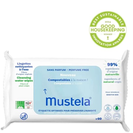 Mustela Parfümsüz Kompostlanabilir Temizleme Mendili 60 Adet
