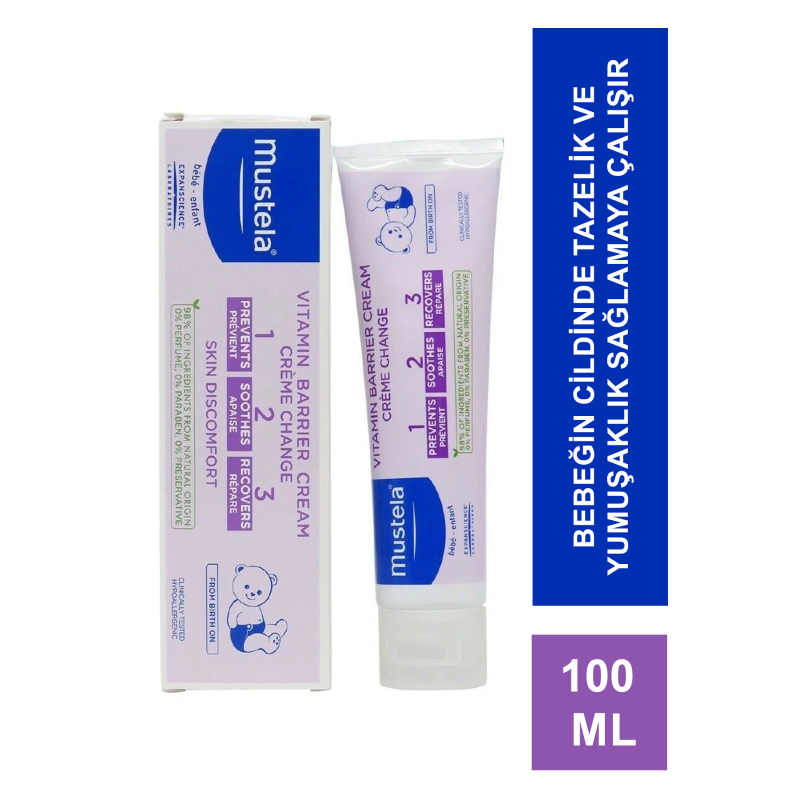 Mustela Vitamin Barrier 1-2-3 100 ml Pişik Kremi (S.K.T 03-2025) Mustela Vitamin Barrier 1-2-3 100 ml Pişik Kremi (S.K.T 03-2025)