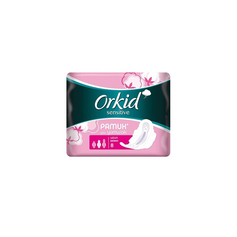 Orkid Sensitive Hijyenik Ped 8'li Uzun Tekli Paket