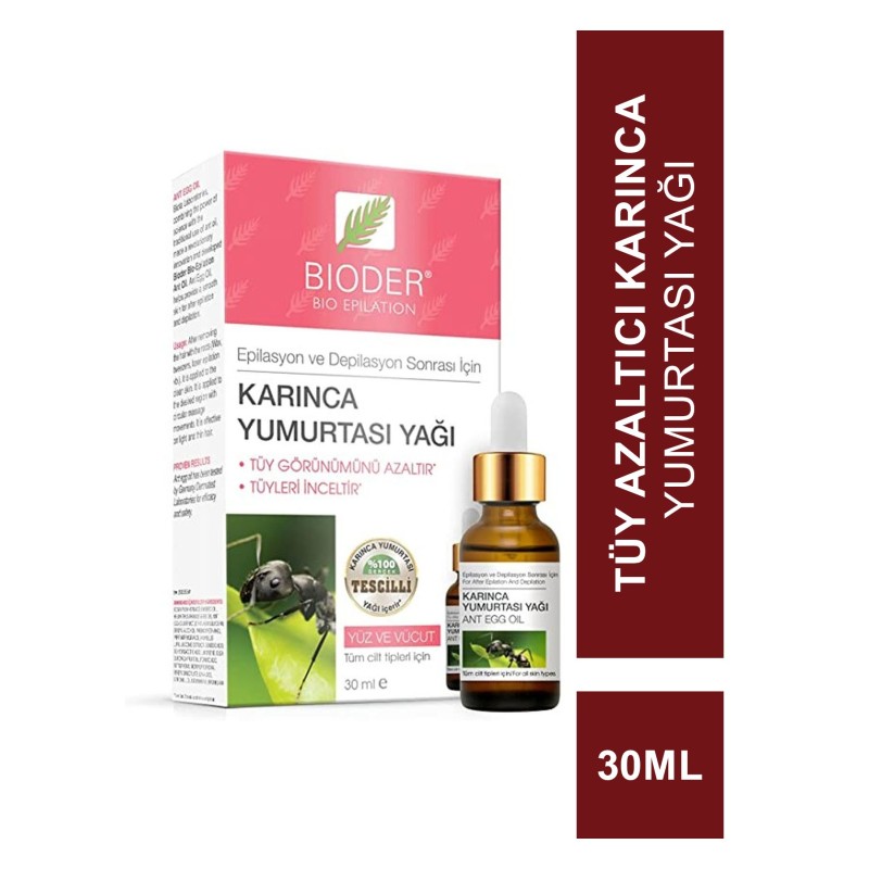 Bioder Bio Epilation Tüy Azaltıcı Karınca Yumurtası Yağı 30 ml (S.K.T 07-2022)