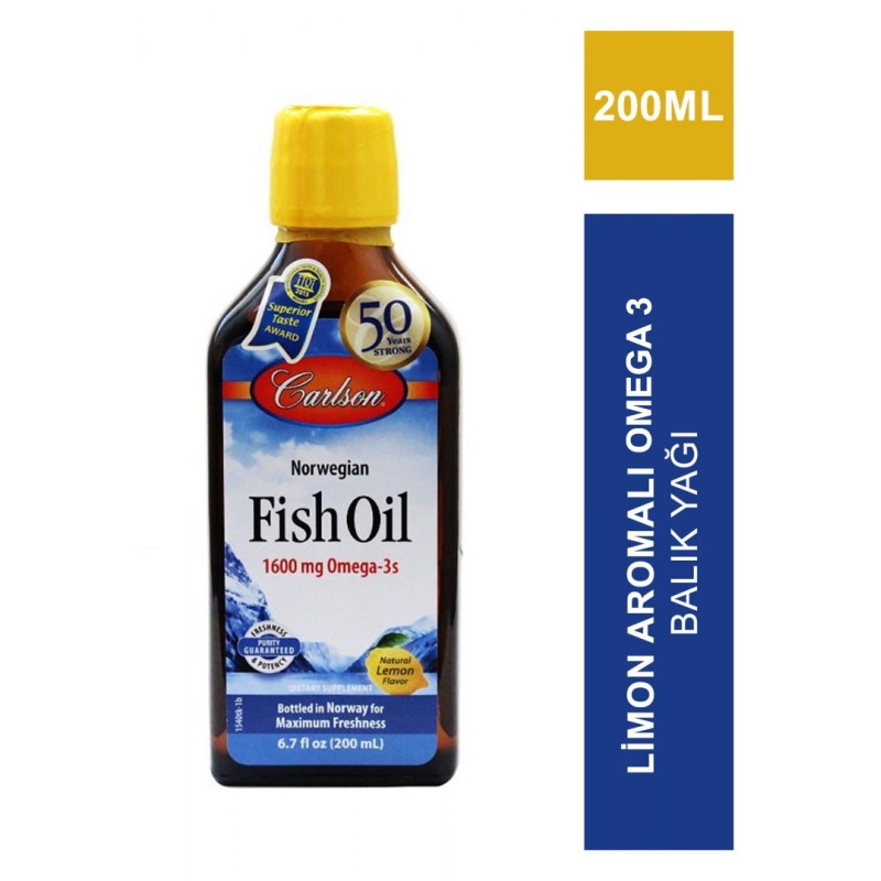 Carlson Fish Oil Omega 3 Balık Yağı Şurubu Limon Aromalı 200ml (S.K.T 09-2024)
