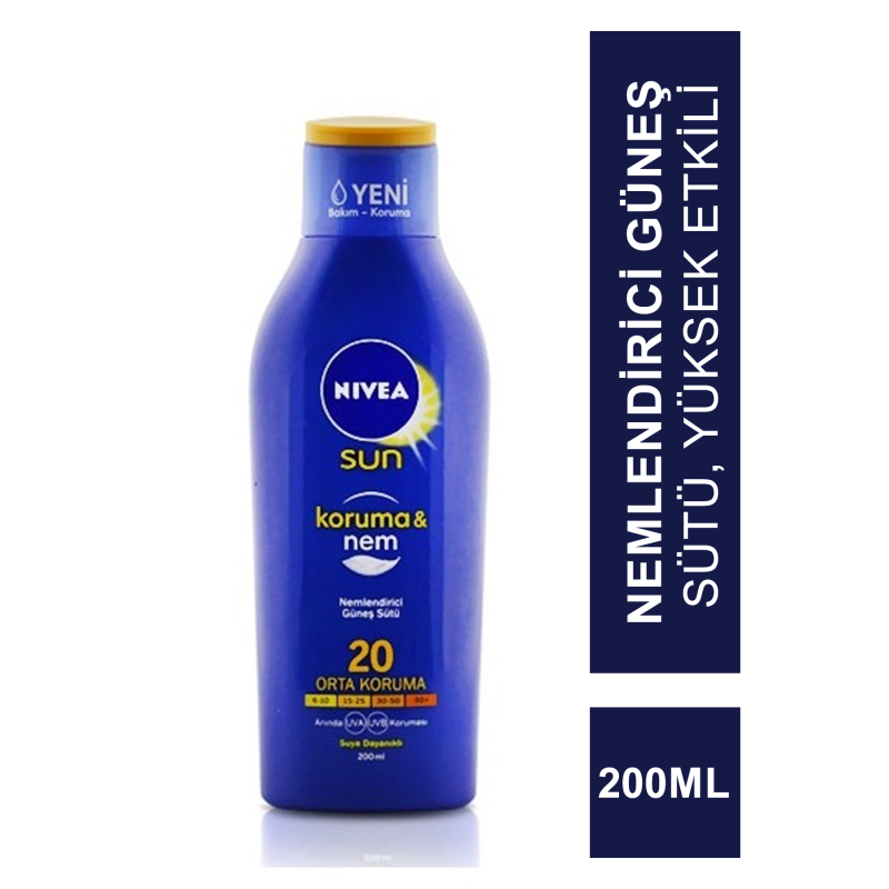 Nivea Sun SPF 20 200 ml Koruma & Nem Nemlendirici Güneş Sütü Nivea Sun SPF 20 200 ml Koruma & Nem Nemlendirici Güneş Sütü