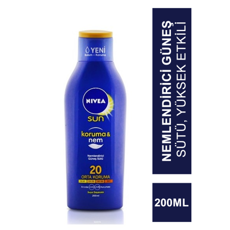 Nivea Sun SPF 20 200 ml Koruma & Nem Nemlendirici Güneş Sütü