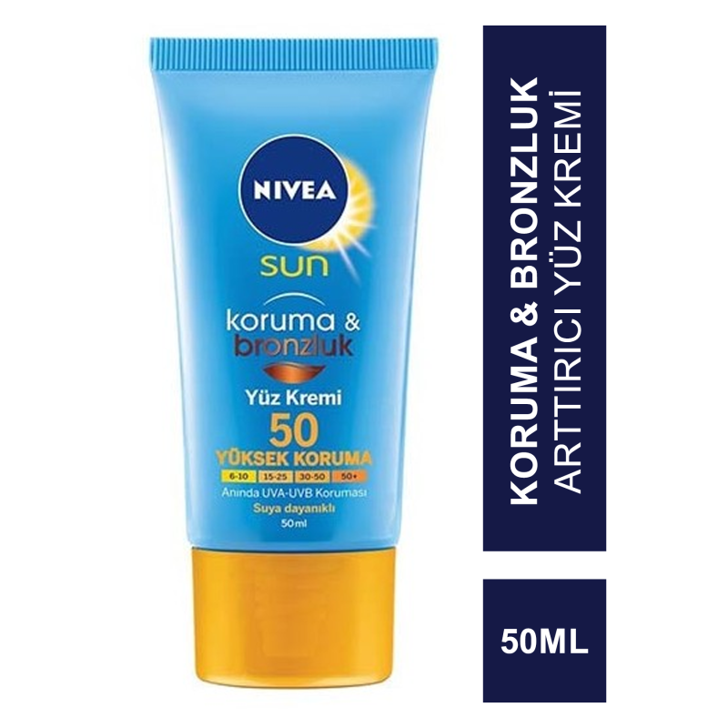 Nivea Sun SPF 50+ 50 ml Koruma & Bronzluk Yüz Kremi Nivea Sun SPF 50+ 50 ml Koruma & Bronzluk Yüz Kremi