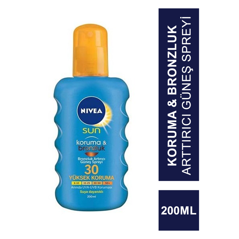 Nivea Sun SPF 30 200 ml Koruma & Bronzluk Arttırıcı Güneş Spreyi Nivea Sun SPF 30 200 ml Koruma & Bronzluk Arttırıcı Güneş Spreyi