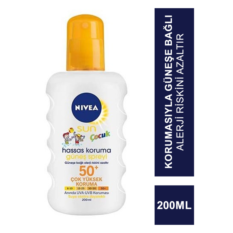 Nivea Sun Çocuk SPF 50+ 200 ml Hassas Koruma Güneş Spreyi Nivea Sun Çocuk SPF 50+ 200 ml Hassas Koruma Güneş Spreyi