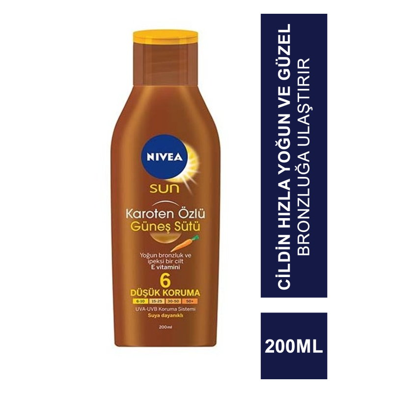 Nivea Sun SPF 6 200 ml Karoten Özlü Güneş Sütü Nivea Sun SPF 6 200 ml Karoten Özlü Güneş Sütü