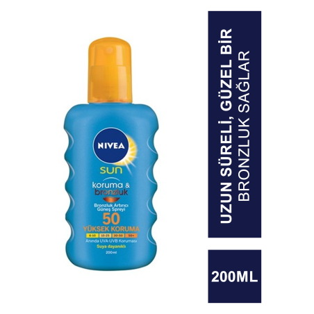 Nivea Sun SPF 50+ 200 ml Koruma & Bronzluk Arttırıcı Güneş Spreyi