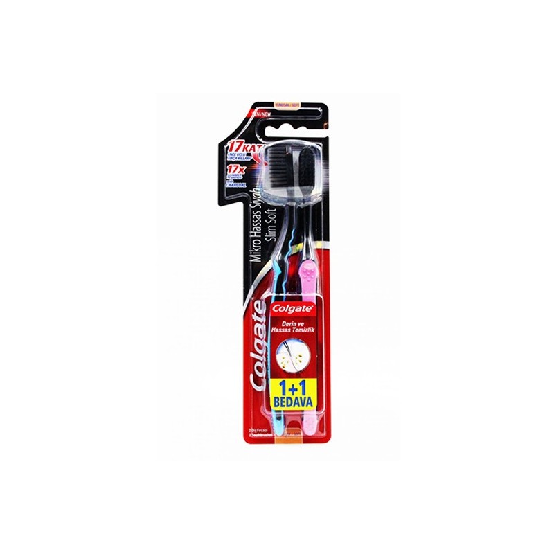 Colgate Mikro Hassas Siyah Slim Soft 1+1 Yumuşak Diş Fırçası Colgate Mikro Hassas Siyah Slim Soft 1+1 Yumuşak Diş Fırçası