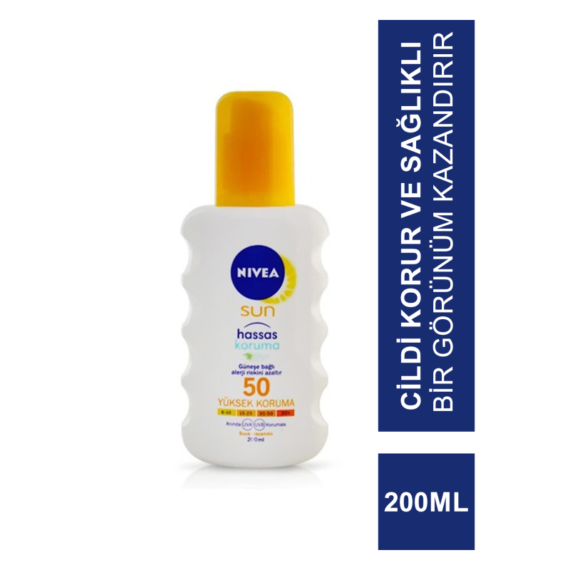 Nivea Sun Hassas Koruma Güneş Spreyi GKF 50+ 200ml Nivea Sun Hassas Koruma Güneş Spreyi GKF 50+ 200ml