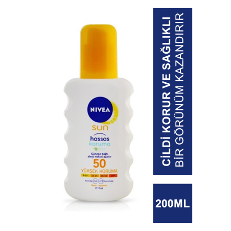 Nivea Sun SPF 50+ 200 ml Hassas Anında Koruma Güneş Spreyi