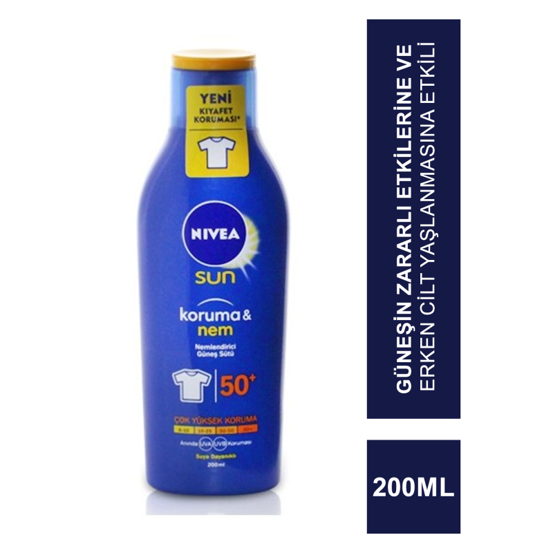 Nivea Sun SPF 50 200 ml Koruma & Nem Nemlendirici Güneş Sütü Nivea Sun SPF 50 200 ml Koruma & Nem Nemlendirici Güneş Sütü