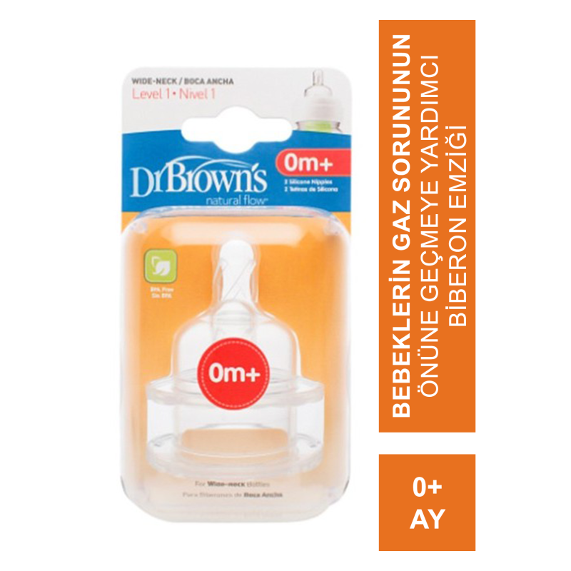 Dr. Browns Doğal Akış Geniş Ağız Biberon Emziği 0Ay+ Dr. Browns Doğal Akış Geniş Ağız Biberon Emziği 0Ay+