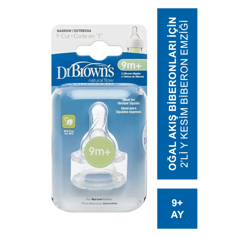 Dr. Brown's Dar Ağız Y Kesim Biberon Emziği 9Ay+