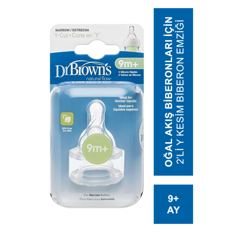 Dr. Brown's Dar Ağız Y Kesim Biberon Emziği 9Ay+