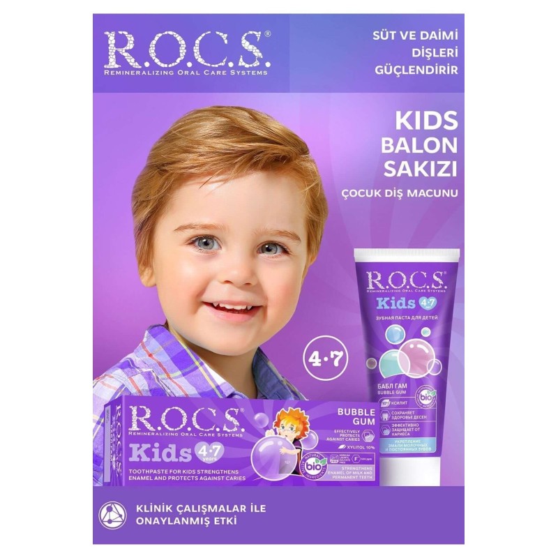 ROCS Kids Balon Sakızlı 4-7 Yaş Diş Macunu 35 ml ROCS Kids Balon Sakızlı 4-7 Yaş Diş Macunu 35 ml