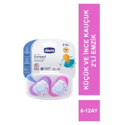 Chicco Physio Compact Küçük ve İnce Kauçuk Emzik 6-12 Ay 2'li