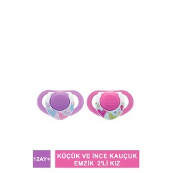 Chicco Physio Compact Küçük ve İnce Kauçuk Emzik 12 Ay+ 2'li Kız