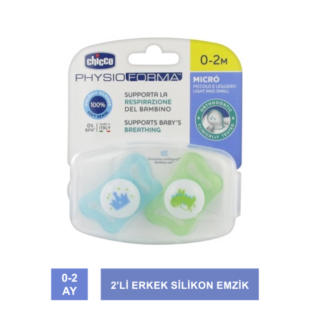 Chicco PhysioForma Micro 0-2 Ay Silikon Emzik 2'li - Erkek