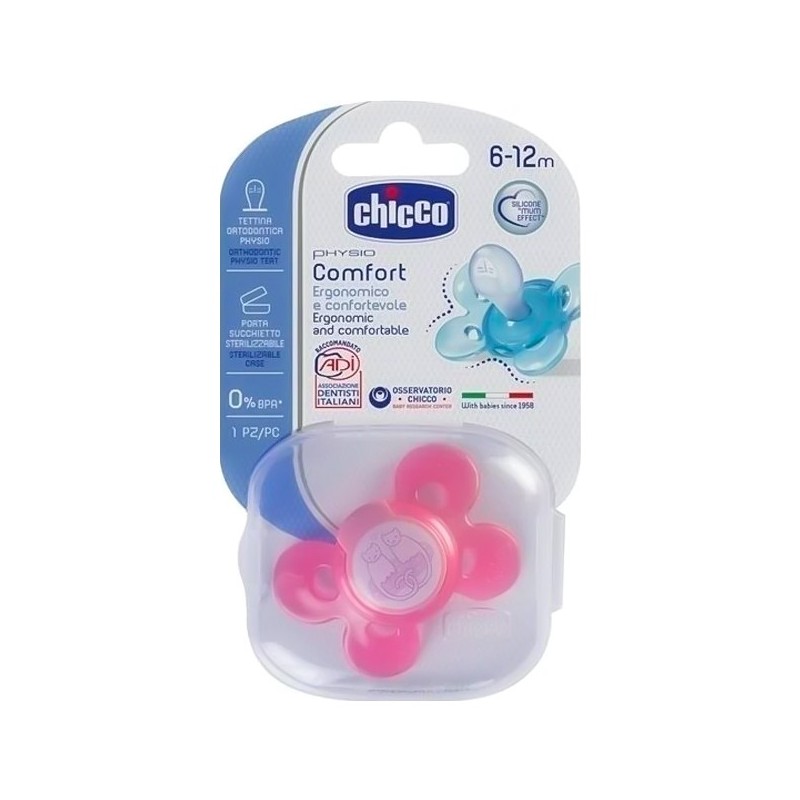 Chicco Emzik Physio Comfort Kız Tekli Silikon 6-12 Ay Chicco Emzik Physio Comfort Kız Tekli Silikon 6-12 Ay
