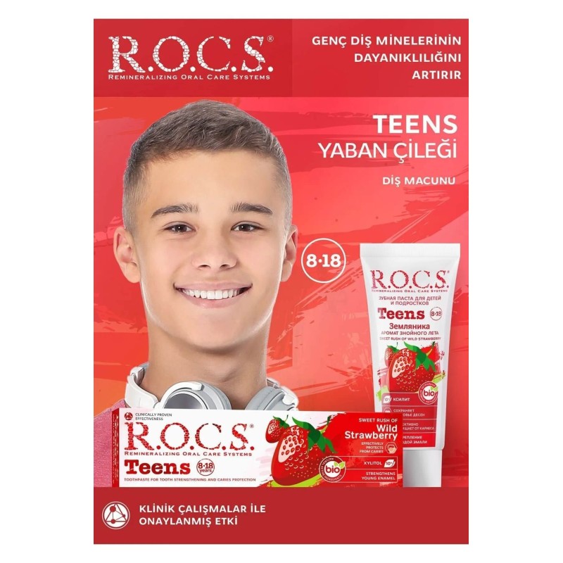 ROCS Teens Yaban Çileği Diş Macunu 60 ml ROCS Teens Yaban Çileği Diş Macunu 60 ml