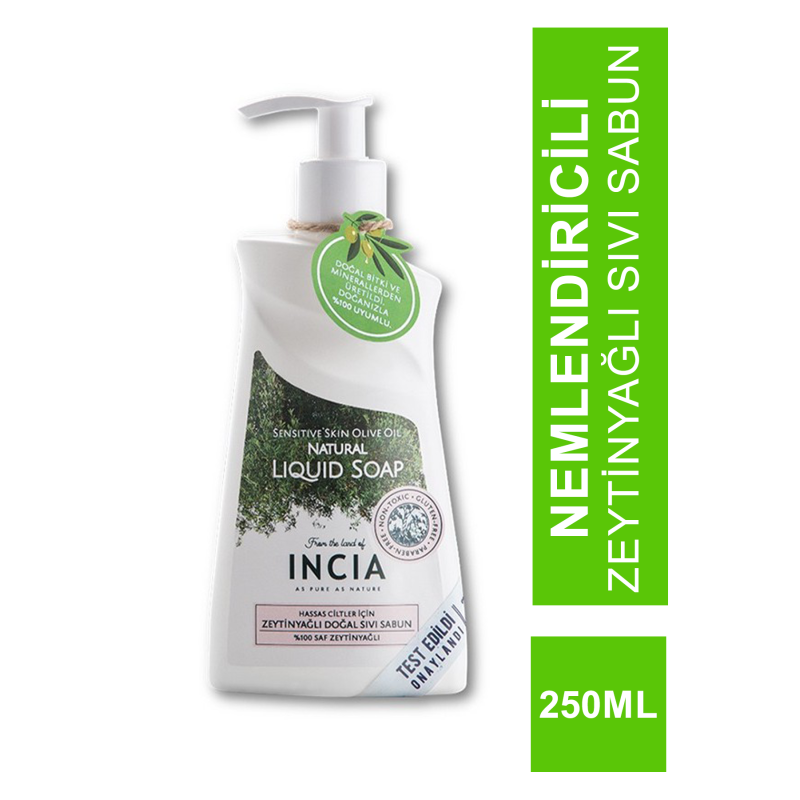 Incia Yoğun Nemlendiricili Zeytinyağlı Sıvı Sabun 250ml (S.K.T 04-2024)