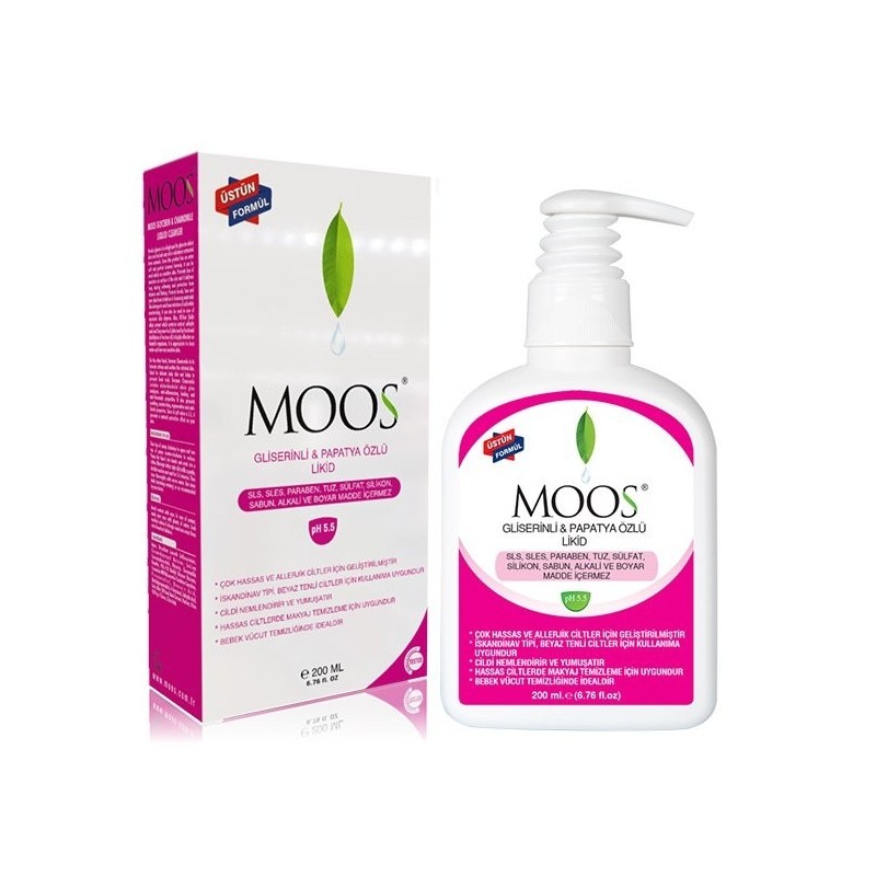 Moos Gliserinli & Papatya Özlü Hassas Ciltler İçin Likid 200ml Moos Gliserinli & Papatya Özlü Hassas Ciltler İçin Likid 200ml