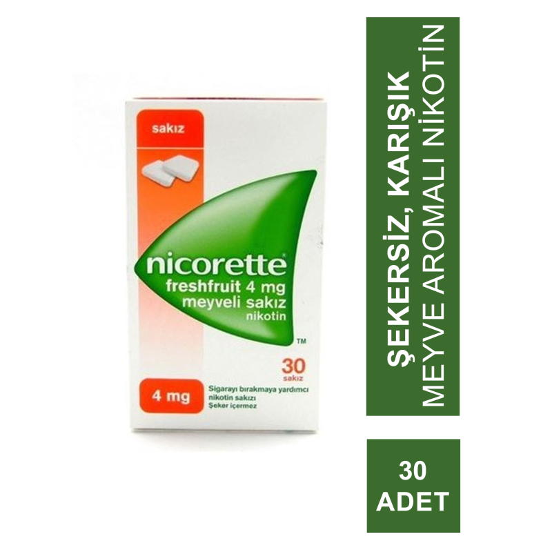 Nicorette Freshfruit 4 mg Meyveli Nikotin Sakızı 30 Adet