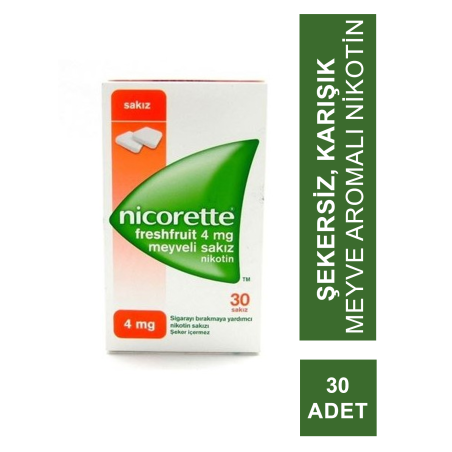 Nicorette Freshfruit 4 mg Meyveli Nikotin Sakızı 30 Adet