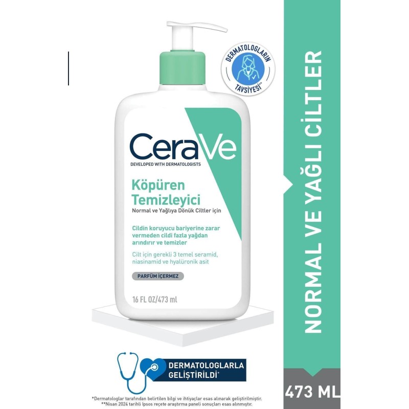 CeraVe Köpüren Temizleyici Seramid İçerikli Normal & Yağlı Ciltler Yüz Vücut 473 ml CeraVe Köpüren Temizleyici Seramid İçerikli Normal & Yağlı Ciltler Yüz Vücut 473 ml