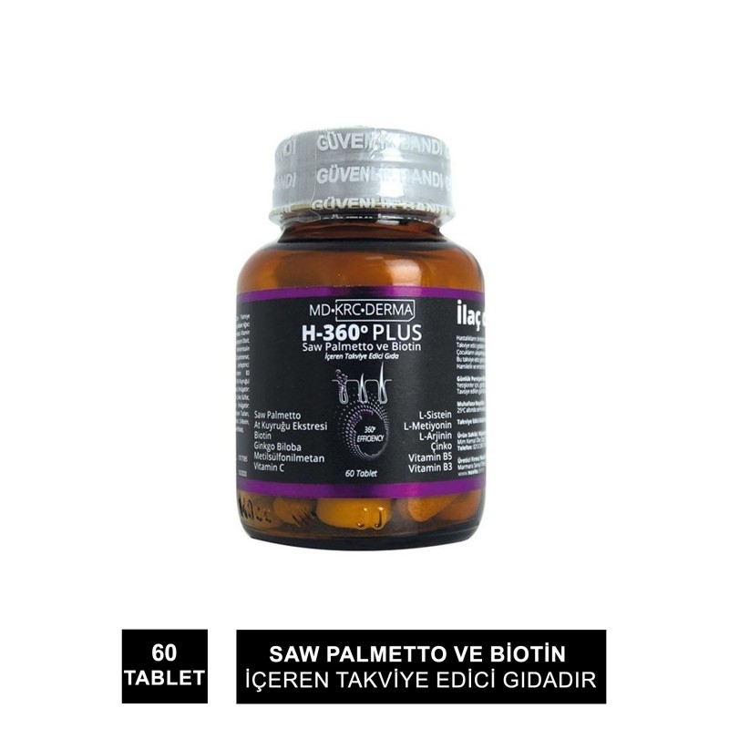 Hair 360 Plus Saw Palmetto ve Biotin 60 Tablet