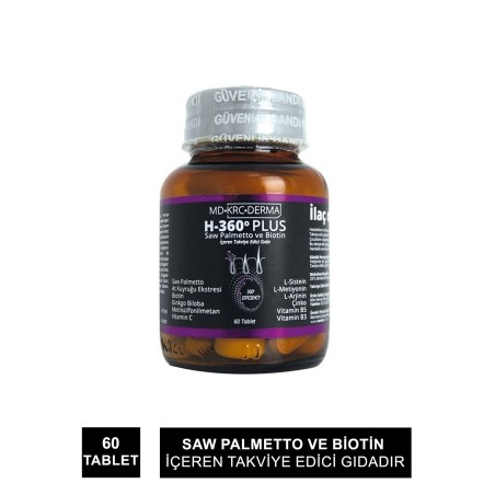 Hair 360 Plus Saw Palmetto ve Biotin 60 Tablet