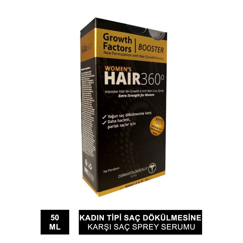 Hair 360 Growth Factors Booster Womens Hair Spray 50ml - Kadınlar için Saç Spreyi