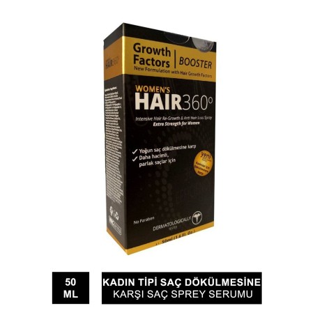Hair 360 Growth Factors Booster Womens Hair Spray 50ml - Kadınlar için Saç Spreyi