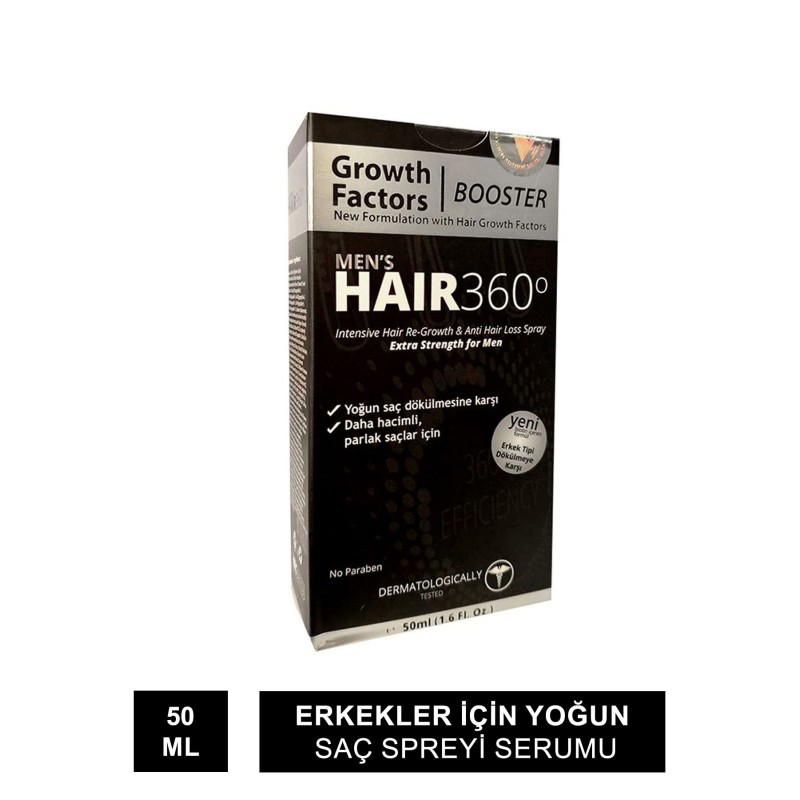 Hair 360 Growth Factors Booster Mens Hair Spray 50ml - Erkekler için Saç Spreyi