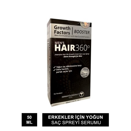 Hair 360 Growth Factors Booster Mens Hair Spray 50ml - Erkekler için Saç Spreyi