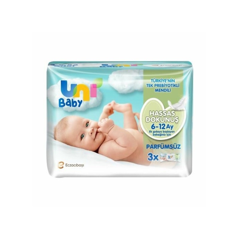 Uni Baby Hassas Dokunuş 6-12 Yaş Islak Mendil 3x56 adet Uni Baby Hassas Dokunuş 6-12 Yaş Islak Mendil 3x56 adet