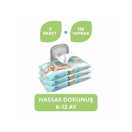 Uni Baby Hassas Dokunuş 6-12 Yaş Islak Mendil 3x56 adet