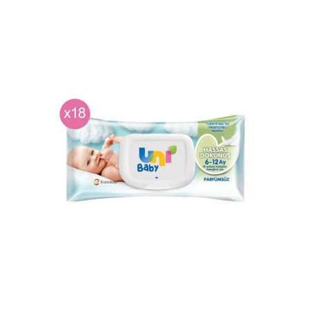 Uni Baby Hassas Dokunuş 6-12 Yaş Islak Mendil 18x52 adet