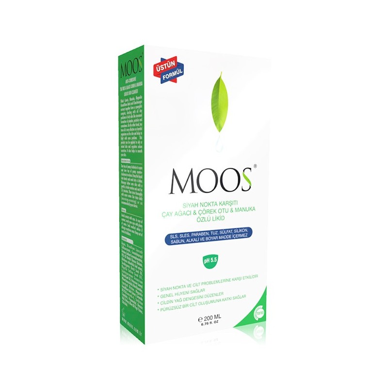 Moos Siyah Noktalar İçin Çay Ağacı, Çörek Otu ve Manuka Özlü Likid 200 ml Moos Siyah Noktalar İçin Çay Ağacı, Çörek Otu ve Manuka Özlü Likid 200 ml