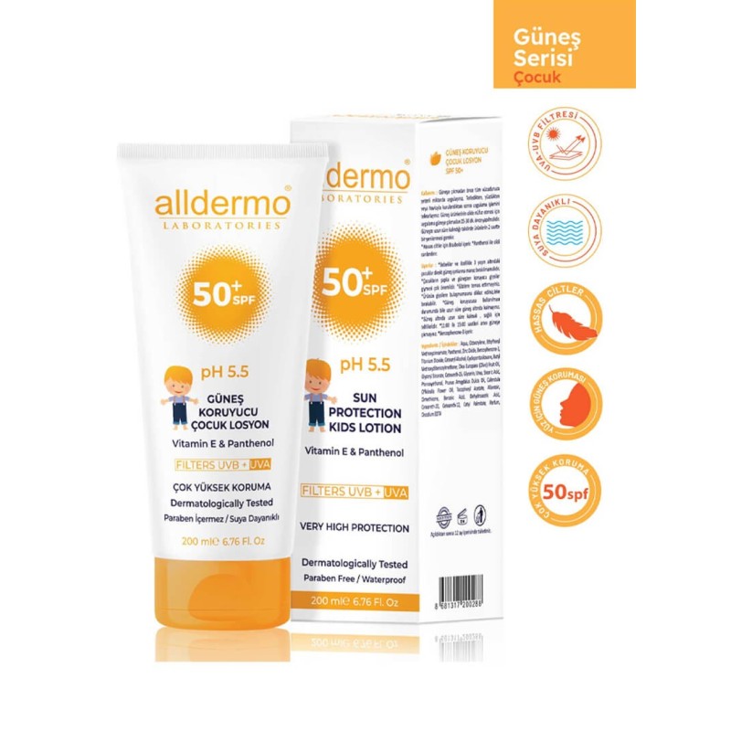 Alldermo Çocuk Güneş Losyonu SPF50 200 ml