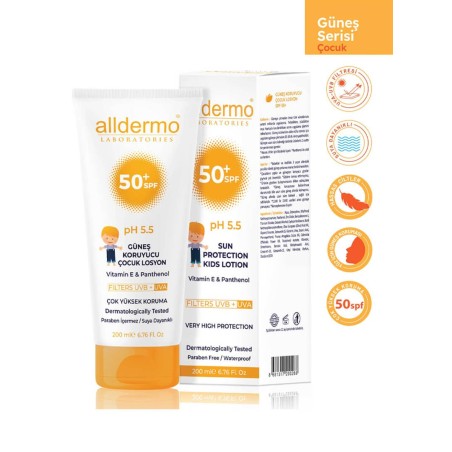 Alldermo Çocuk Güneş Losyonu SPF50 200 ml