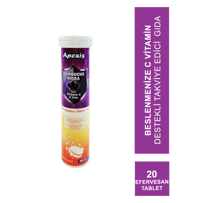 Apexis Sambucus Nigra Vitamin C & Zinc 1000 mg 20 Efervesan Tablet Apexis Sambucus Nigra Vitamin C & Zinc 1000 mg 20 Efervesan Tablet