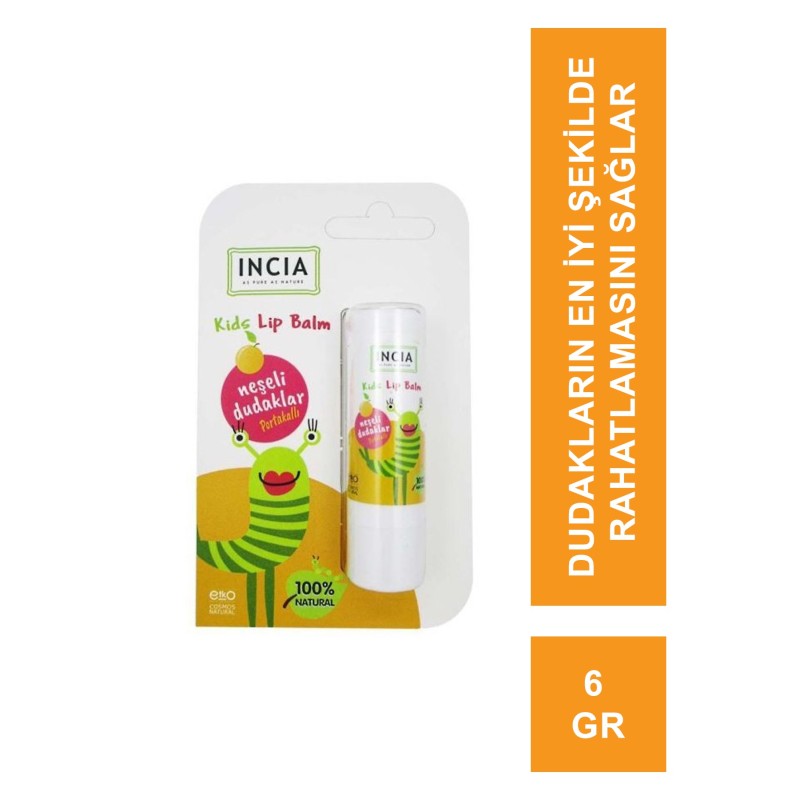 Incia Kids Lip Balm Dudak Besleyici Portakal 6 gr Incia Kids Lip Balm Dudak Besleyici Portakal 6 gr