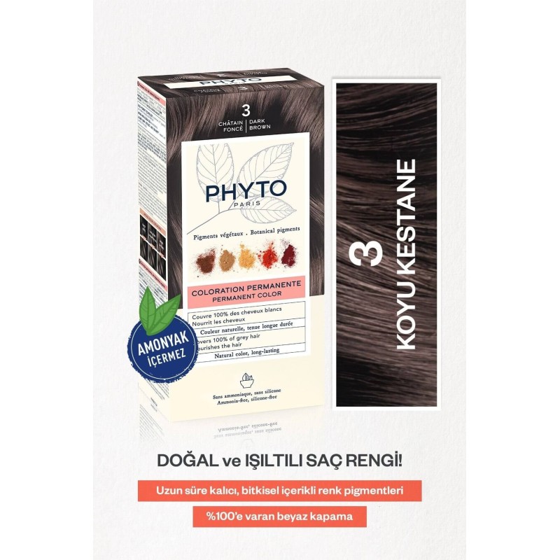 Phyto Color Bitkisel Saç Boyası - 3 Koyu Kestane Phyto Color Bitkisel Saç Boyası - 3 Koyu Kestane