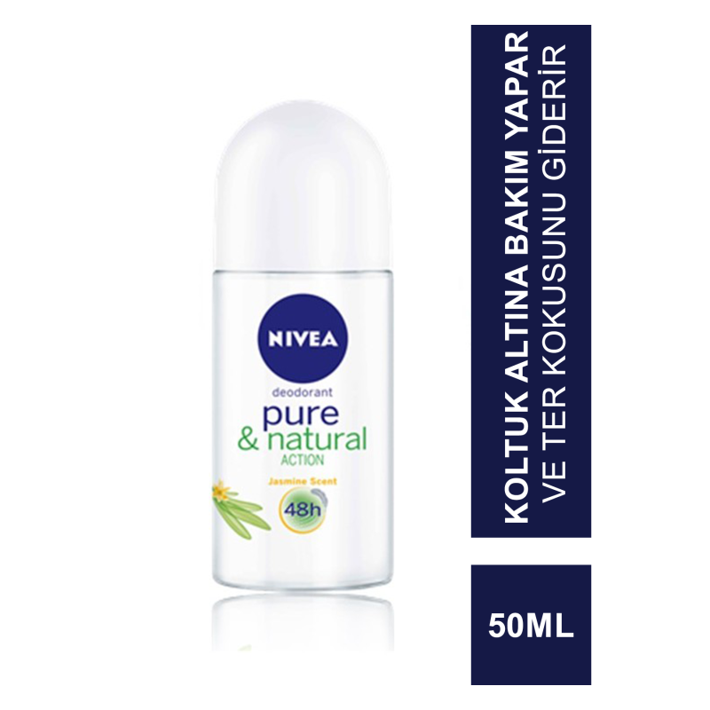 Nivea Deo Roll-On Pure & Naturel Action Pudrasız 50 ml Kadın Nivea Deo Roll-On Pure & Naturel Action Pudrasız 50 ml Kadın
