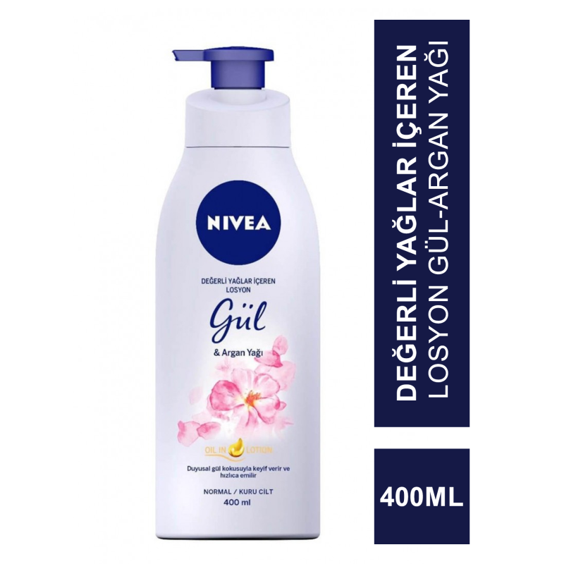 Nivea Değerli Yağlar İçeren Losyon Gül-Argan Yağı N/K 400ml Nivea Değerli Yağlar İçeren Losyon Gül-Argan Yağı N/K 400ml