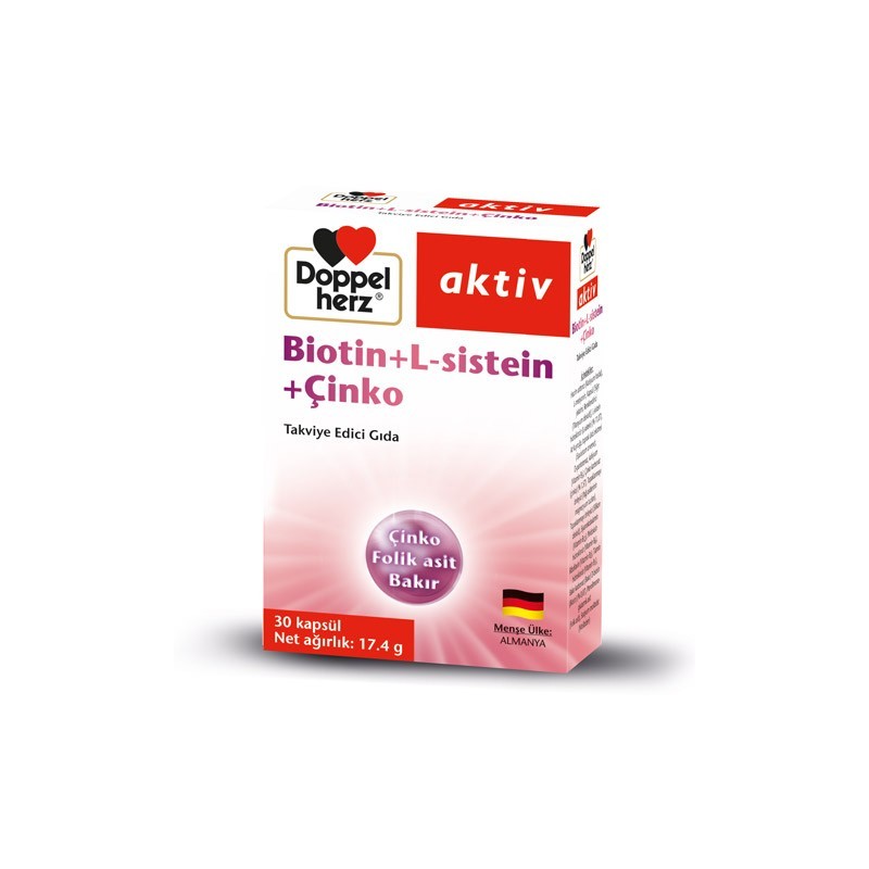 Doppel Herz Aktiv Biotin + L-sistein + Çinko 30 Kapsül